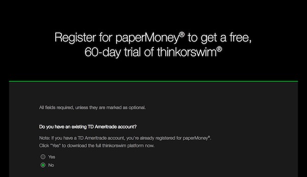 Sign up for a Thinkorswim PaperMoney free trial