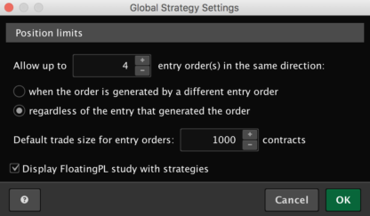 Connors TPS high probability ETF trading strategy for ThinkOrSwim - global settings