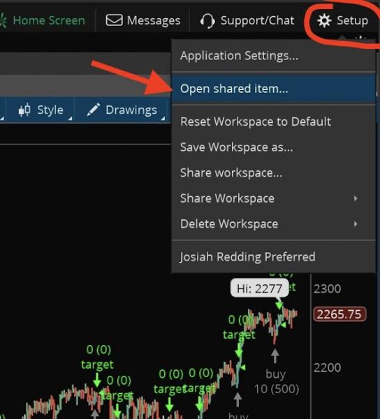 install thinkorswim indicators by copying sharing links step 1