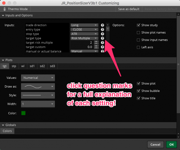 thinkorswim position sizer - options settings 1